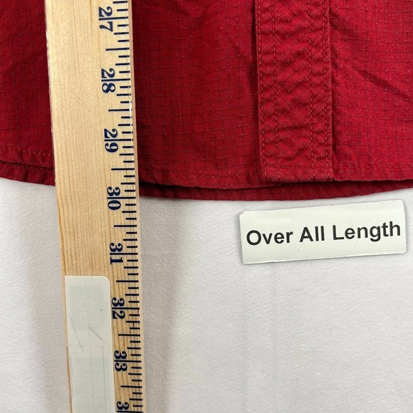 Mossy Oak Shirt Mens Medium Red Ripstop Short Sleeve Button Up Outdoor Wear - Picture 9 of 9